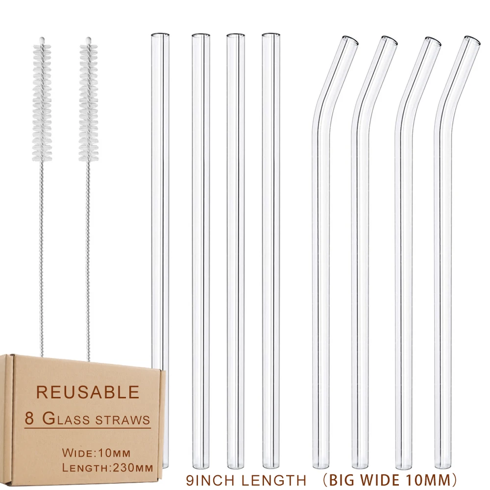 8 PCS Reusable Straw with Cleaning Brush Replacement Long Straw Compatible with Stanley 40 oz 30 oz Cup Tumbler Dishwasher Safe drinking straws