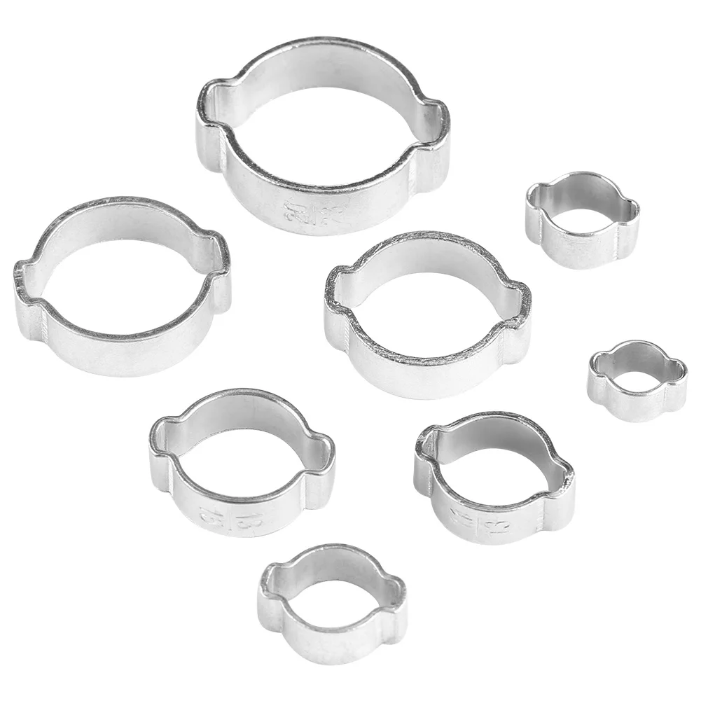 Zinc Plated Iron Galvanized Two Ear Hose Clamp 5‑23mm for Fule Petrol Pipe Tube Hose Clamp Clip Pipe Clip Tube