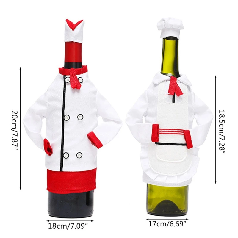 2pcs Sweater Christmas Wine Bottle Cover Fur Bottle Holder Xmas Champagne  Bottle Dress Plaid Drink Sleeves Button Bow Knot