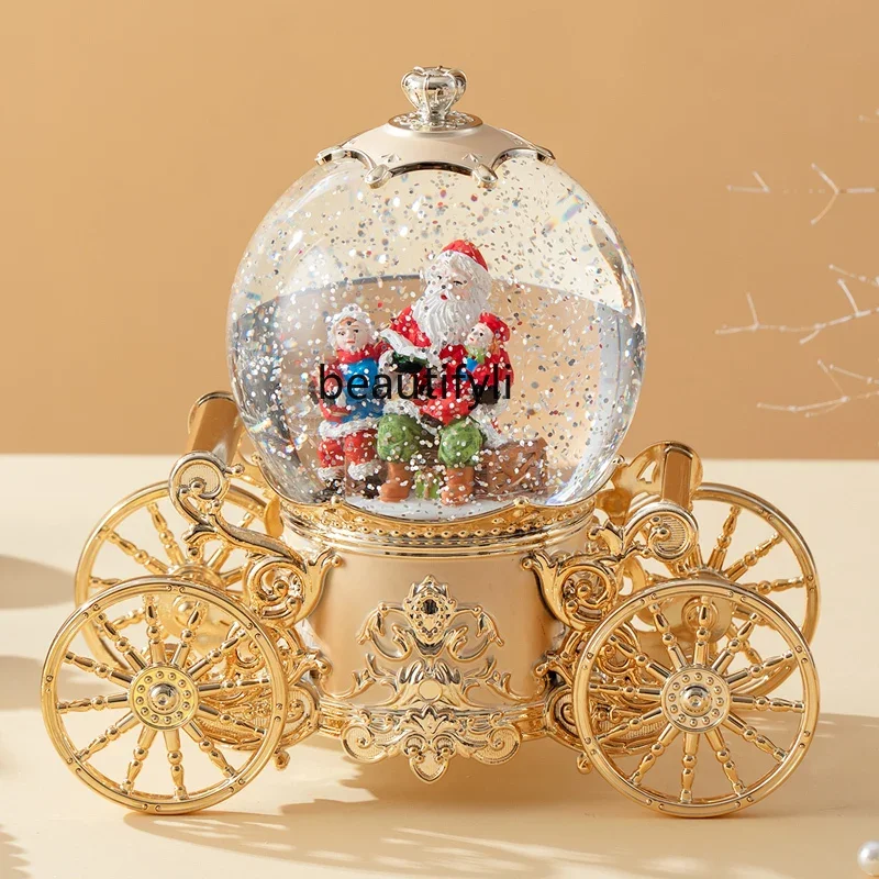 Christmas music box carriage music crystal ball snowman children birthday gift girl gift