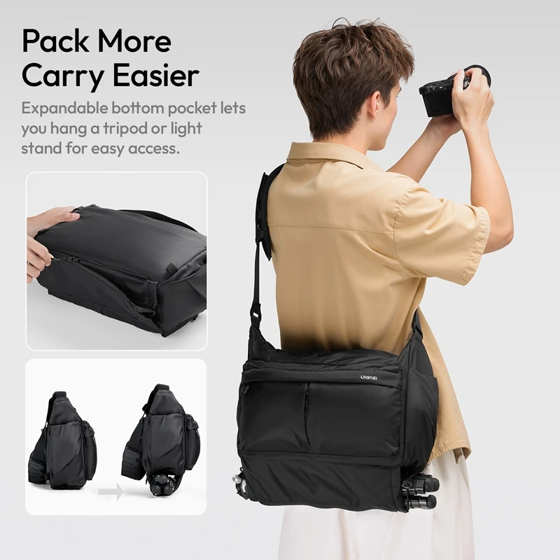 Ulanzi U023 Urban Daily Shoulder Bag Sling Travel Shoulder with Divider Adjustable Strap Crossbody Carry for Photography Camera - Ảnh 5