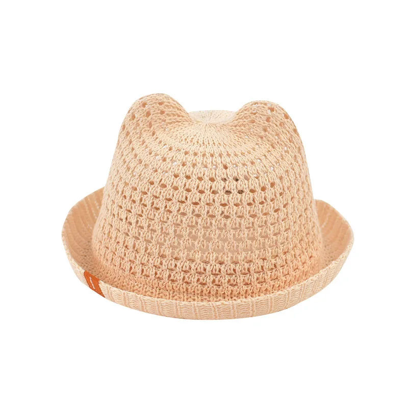 Sun Hat Cute Kids Baby Summer Children Cat Ears Sunshade Hat Beach Hats Straw Hat Boy Girls Cotton Breathable Cap Outdoor Sunhats