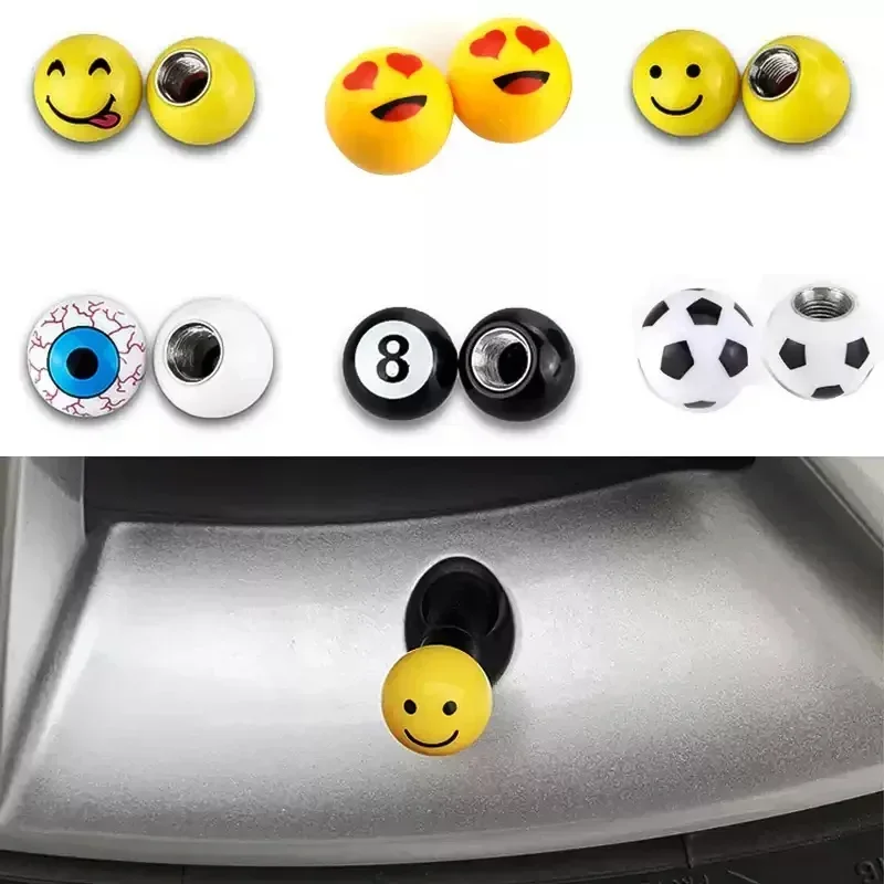 Aluminum Smiley Face Tire Valve Stem Caps - Set of 4