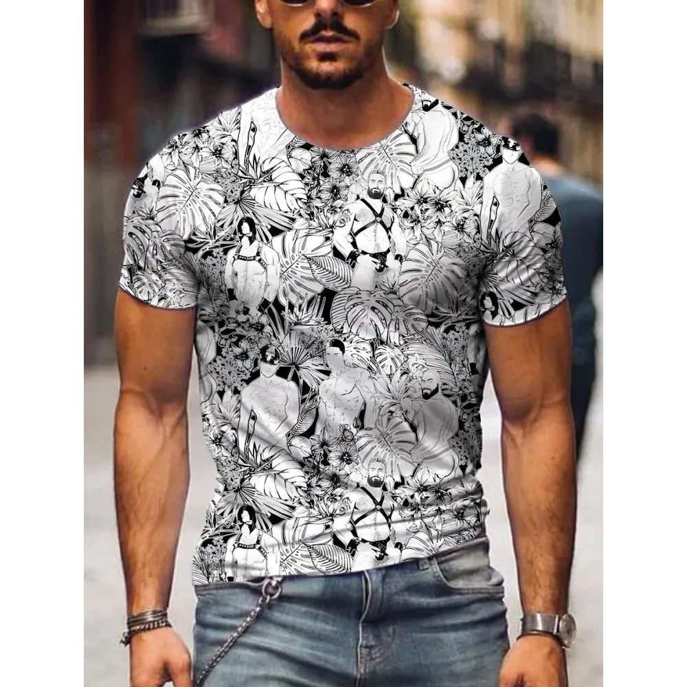 

Retro 3d Print Short Sleeve 2024 Casual Men's T Shirt Summer Tops Tee Casual Fashion Street Male Clothing Horse T Shirt