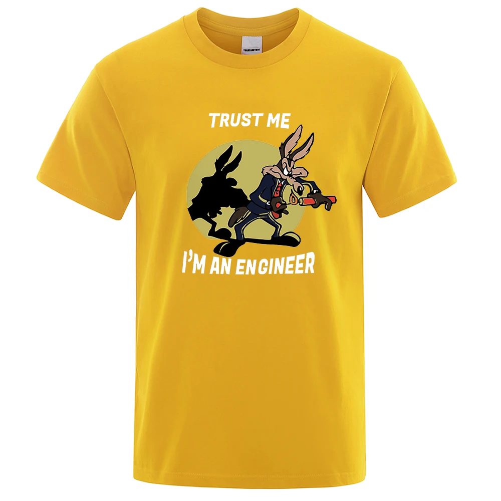 Trust Me Im An Engineer Vintage-Camiseta de algodón puro para hombre, camiseta de ingeniería de cuello redondo, ropa clásica de gran tamaño