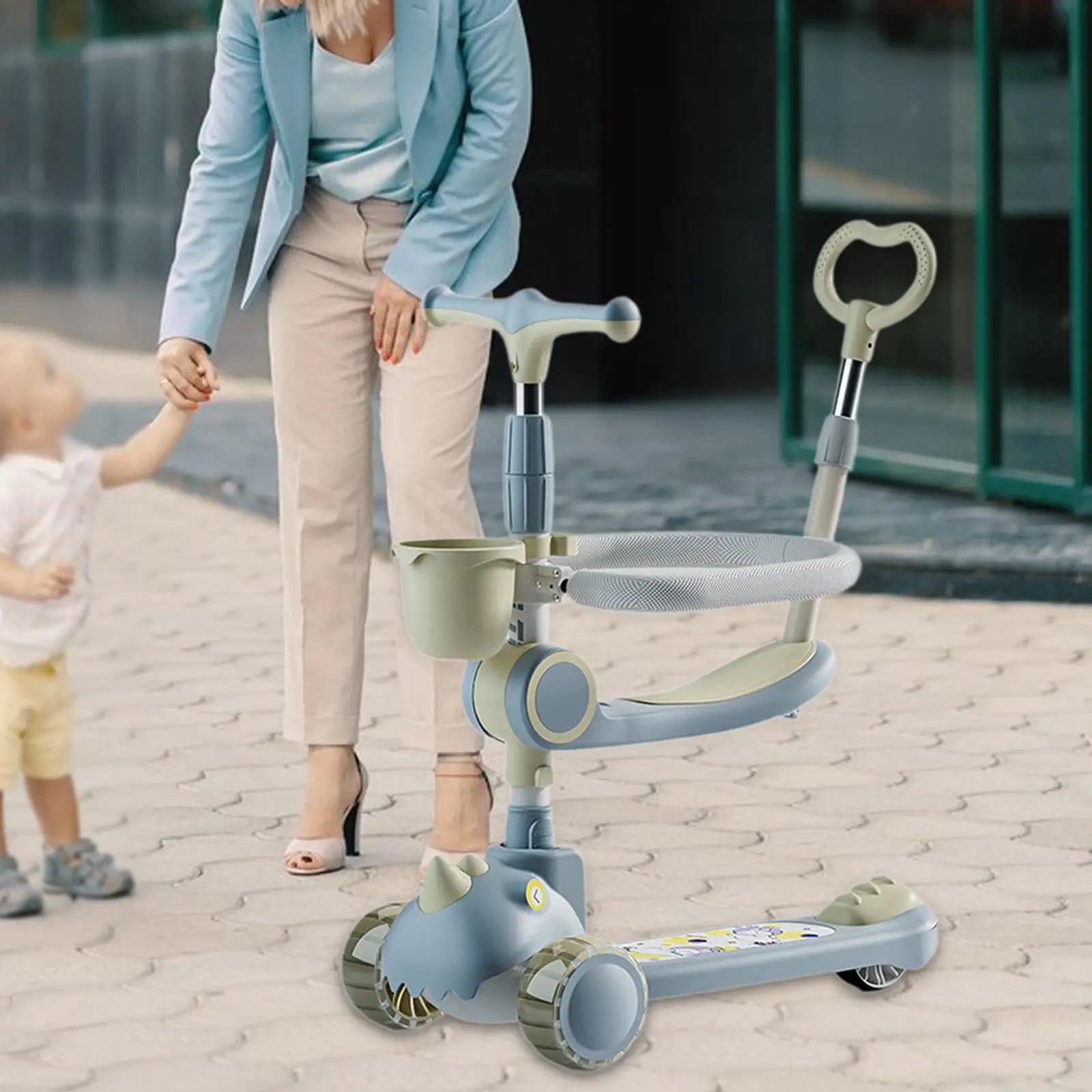 3 Wheel Kick Scooter LED Lighted Wheels with Foot Brake Adjustable Height Handlebars for Children Kids Lightweight Foldable