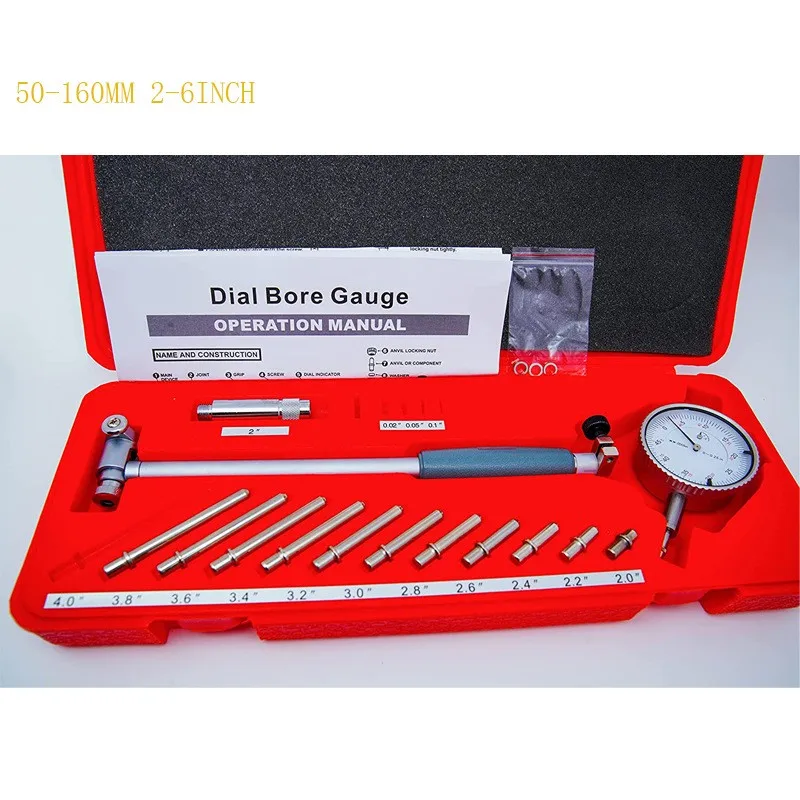 2-6 Inch Bore Gauge 0.001 Inch Deep Engine Hole Cylinder Measurement Gage Cylinder 50-160mm 0.01mm Dial Bore Indicator Gauge dial indicator gauge dial indicator inner diameter gauge
