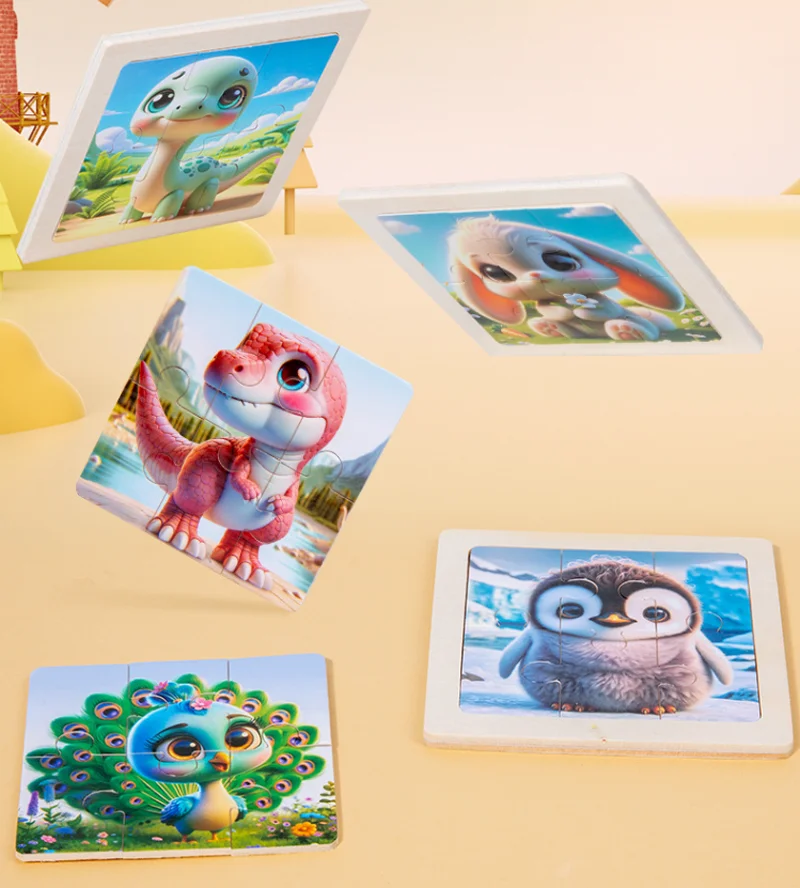 6 stück Holz Puzzle Kinder Montessori Spielzeug Dinosaurier Ozean Tier Kognitive Spielzeug Puzzles Pädagogisches Spielzeug Für Kinder – Detail 7