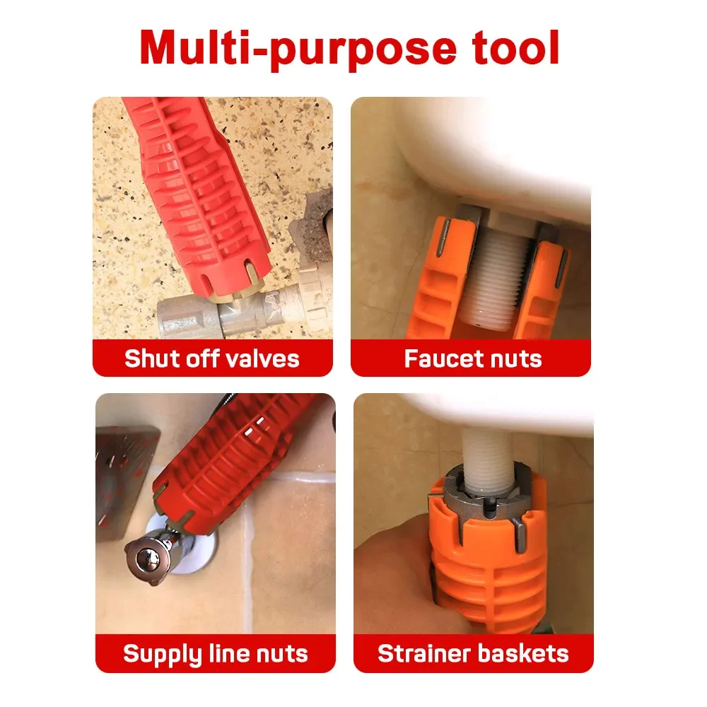 14 In 1 Faucet Sink Wrench Pipe Wrenches Faucet Sink Installer Kit for Bathroom Kitchen Plumbing Repair Installation Hand Tools 6