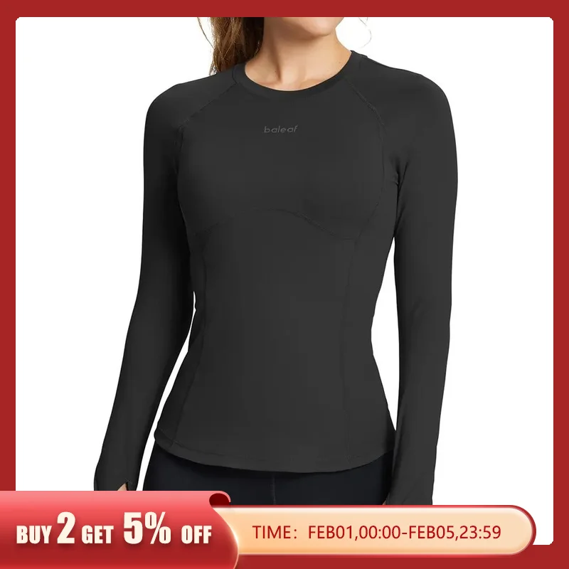 BALEAF Women's Long Sleeve Workout Tops Compression Running Shirts