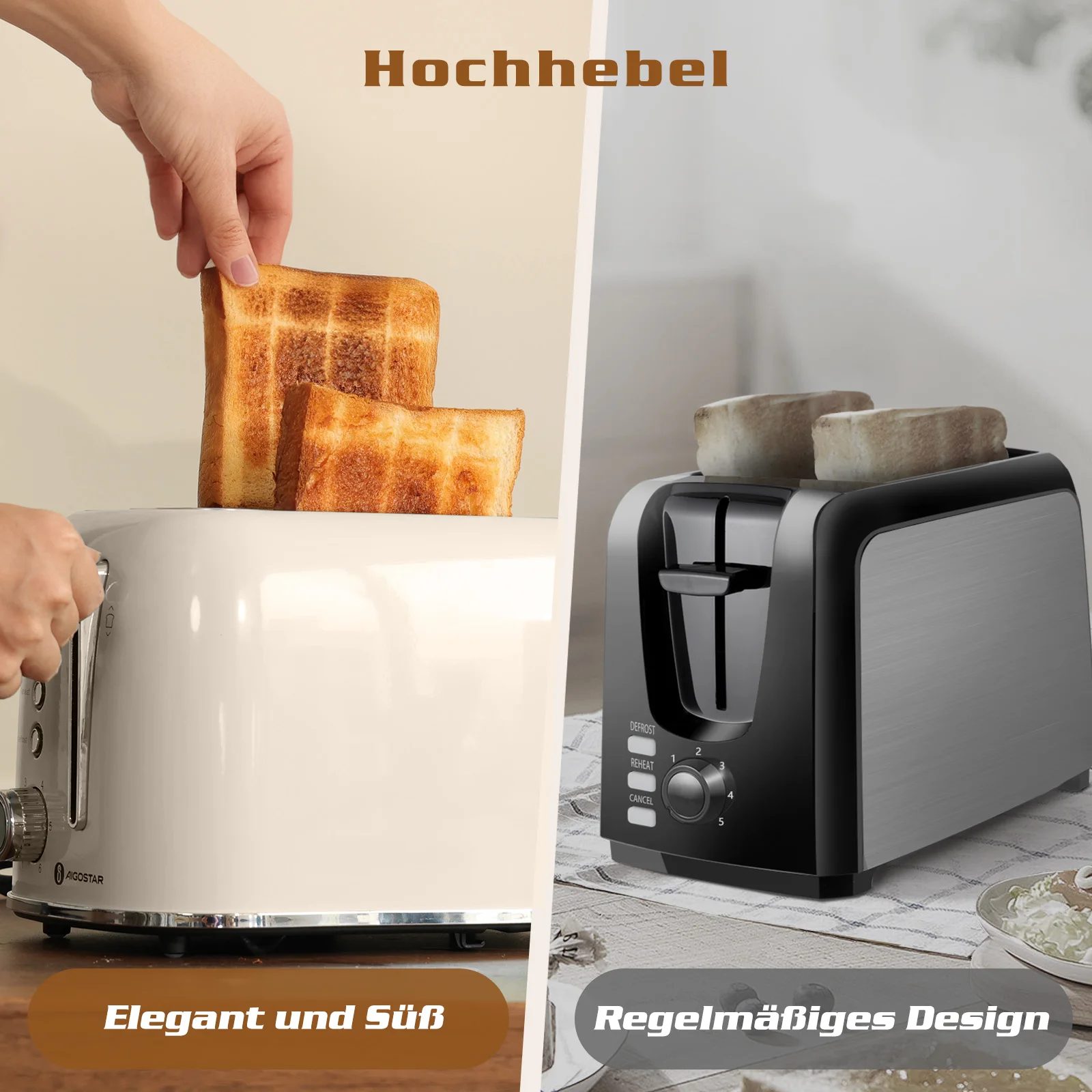 Grille-pain rétro 2 tranches crème en acier inoxydable Liv. gratuit 5 Grille-pain rétro 2 tranches crème en acier inoxydable Liv. gratuit – Image 5