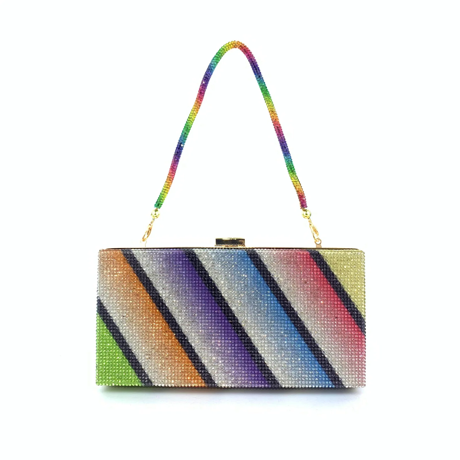 New Rhinestone Clutches Handmade Purses, Multicolored Diamond Rainbow  Handbag For Lady, Full Crystal Evening Bag, Prom & Party Events