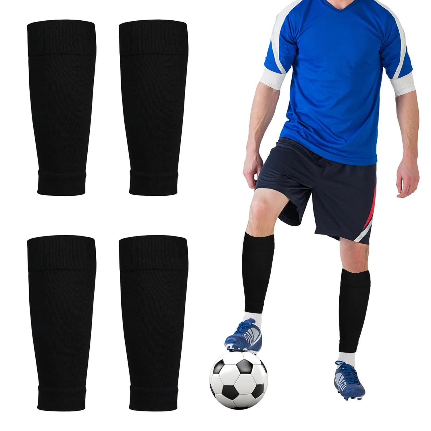 1 Pair Football Compression Calf Sleeves Sports Leg Warmers Elastic Sweat Absorption Shin Support Socks