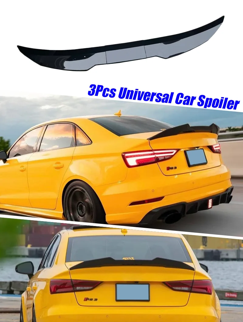 Neuer Universeller 3-teiliger Heckspoiler für Limousinen, 117-127cm Verstellbarer DIY-Heckflügel, Auto-Zubehör – Detail 1