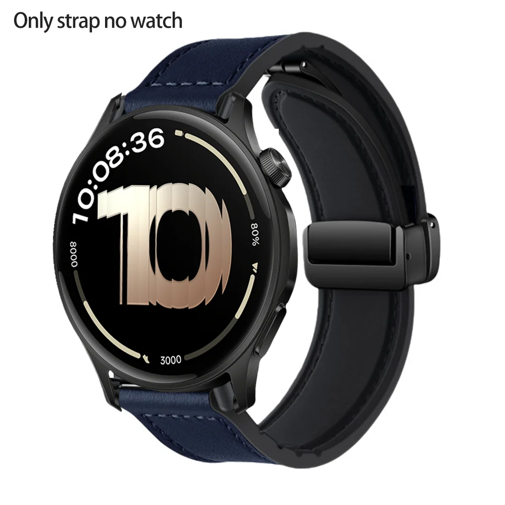 Deluxe 22mm Silicone-Leather Magnetic Strap with Oil Finish Bracelet