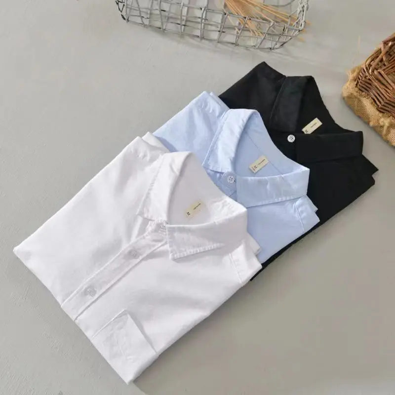 Men's Oxford 100% Cotton Shirt Long Sleeve Lapel Autumn Shirt Fashion Simple Casual Solid Color Shirt Coat Business Casual Tops