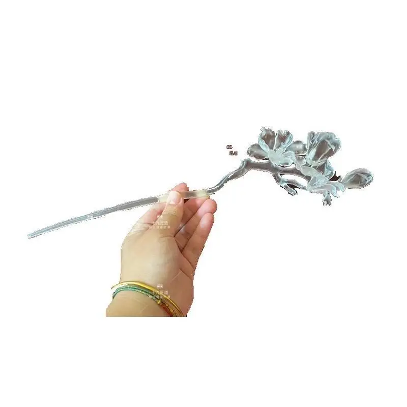 옥난초 투명한 차가운 바람 머리핀 한복 고대 스타일 머리 장식 투명한 헤어 액세서리