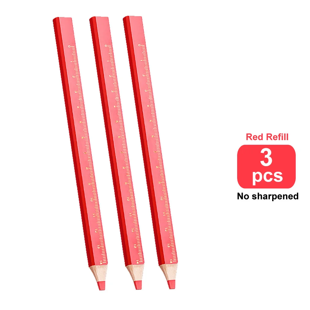 10-Pack Premium Woodworking Marking Pencils - Flat Head, Octagon & Square Design, Black & Red