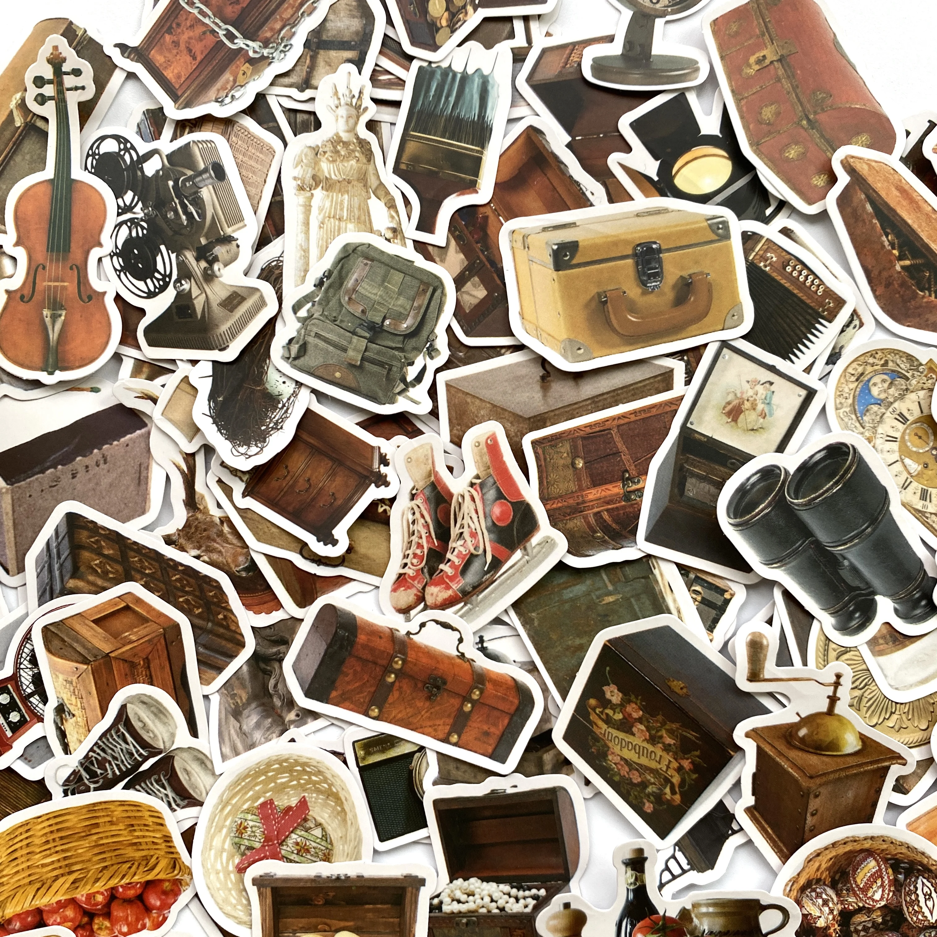 Diy Scrapbooking Accessories 99PCS Vintage Living Objects Luggage Stickers DIY Scrapbooking Journal Collage Phone Diary Album Happy Plan Gift Seal Decoration
