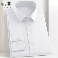 Chemise d'affaires décontractée à manches longues pour hommes, couleur unie, résistante aux rides, confortable, haut polyvalent toutes saisons 3