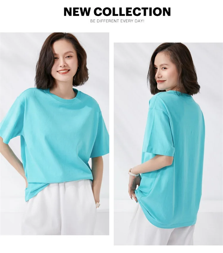 Women T-shirts 2024 Summer Tops Solid Short Sleeve Loose O-neck 100% Cotton Casual Ladies Shirts Harajuku Korean Woman Tshirts