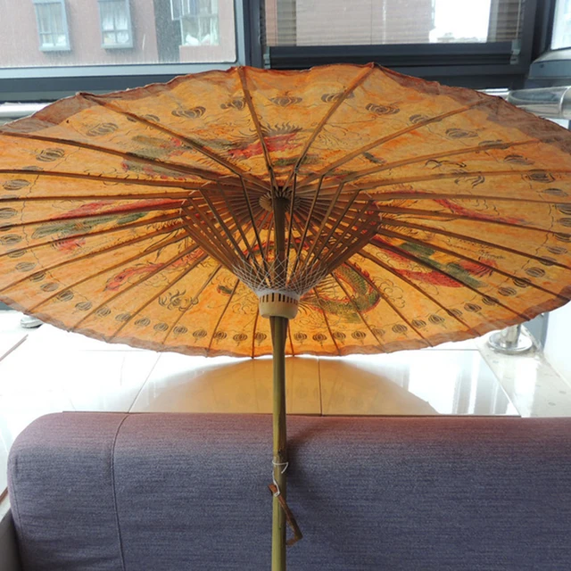 1Pc Klasszikus, Kézzel Festett Olajpapír Esernyő Dekoratív Olajozott Papír Kézművesség A Báráruházhoz Tearoom Decors Dragon Phoenix Minták - Image 4