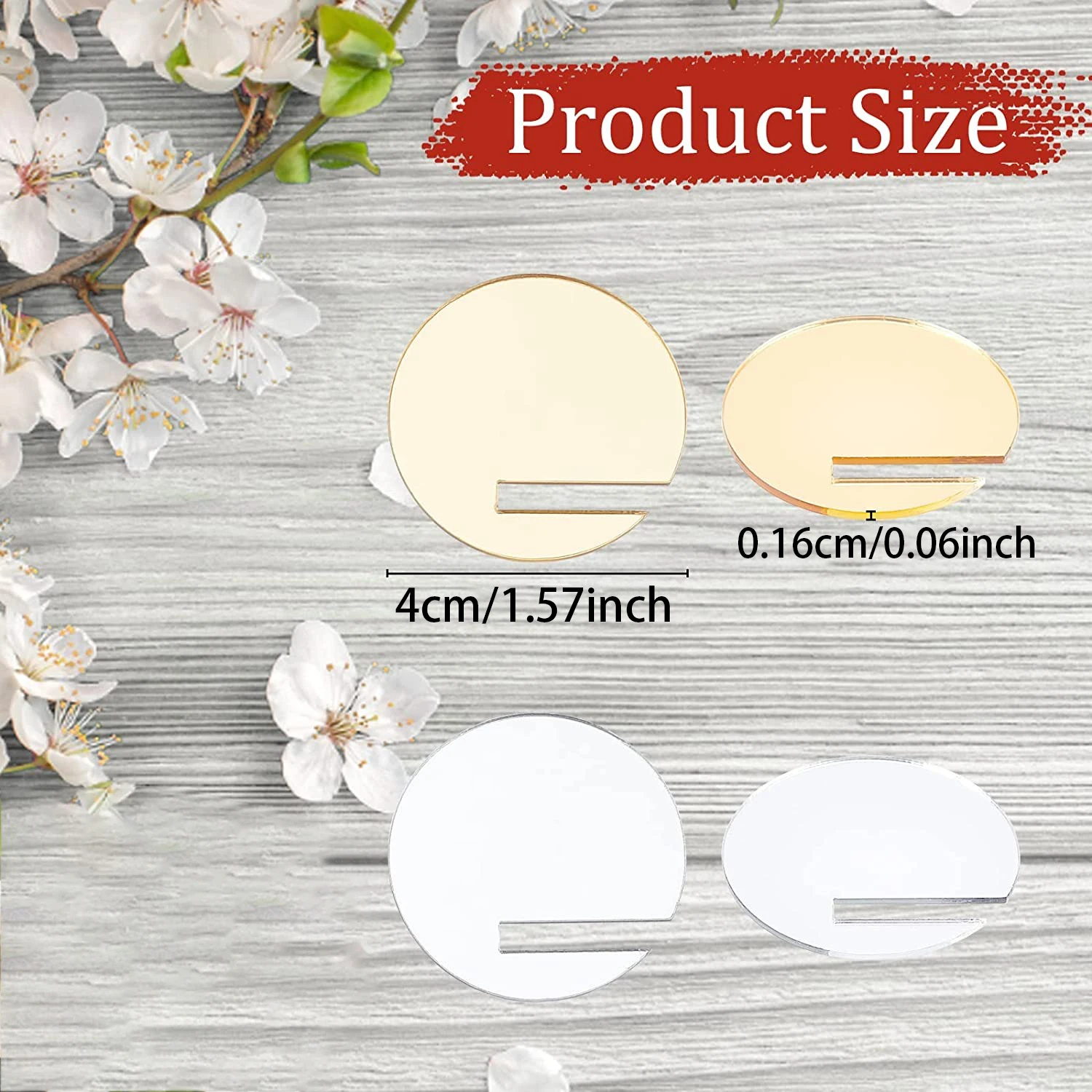 아크릴 원형 칵테일 글라스 참 라운드 음료 태그, 빈 마커, 와인 글라스 참, 결혼식 생일 파티 장식, 골드 및 실버