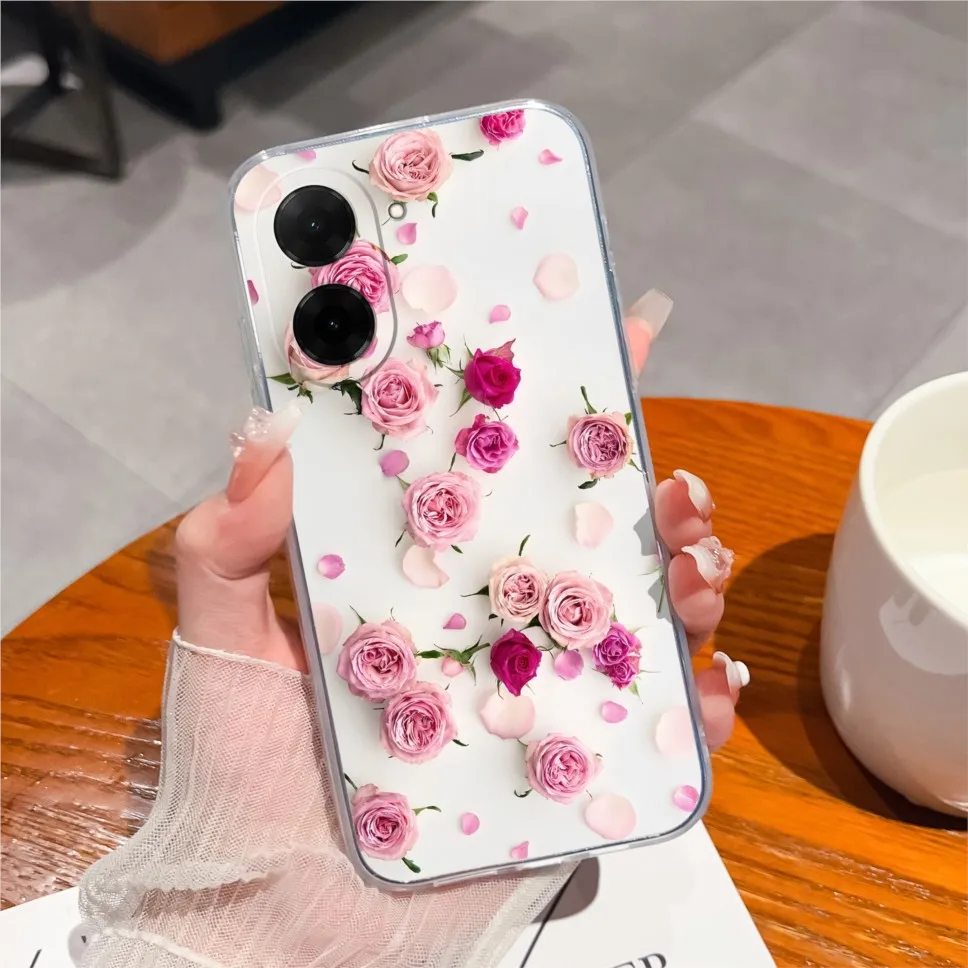 Cute Flower Transparent Silicone Phone Case - Soft Protective Back Cover