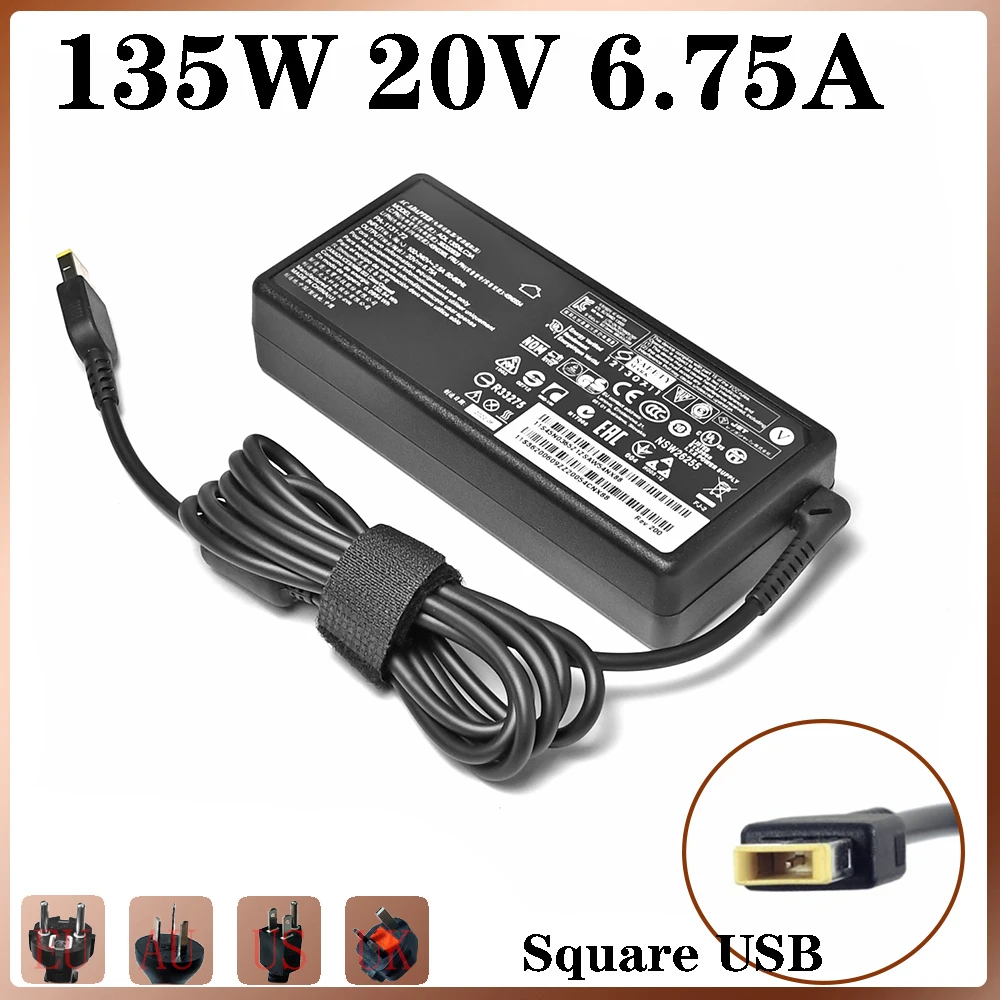 Adaptador do Carregador do Portátil 135w 20v 6.75a Usb c para Lenovo T440p Y5070 R720 Y700 T540p P51 P52 s5 Adl135nl3a