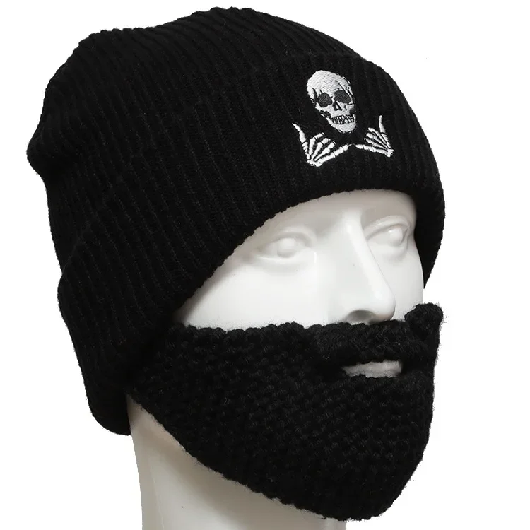 

New Creative Personalized Hat Halloween Party Skeleton Lips Cheers Beard Funny Fantastic Autumn and Winter Adult Ins Woolen Cap