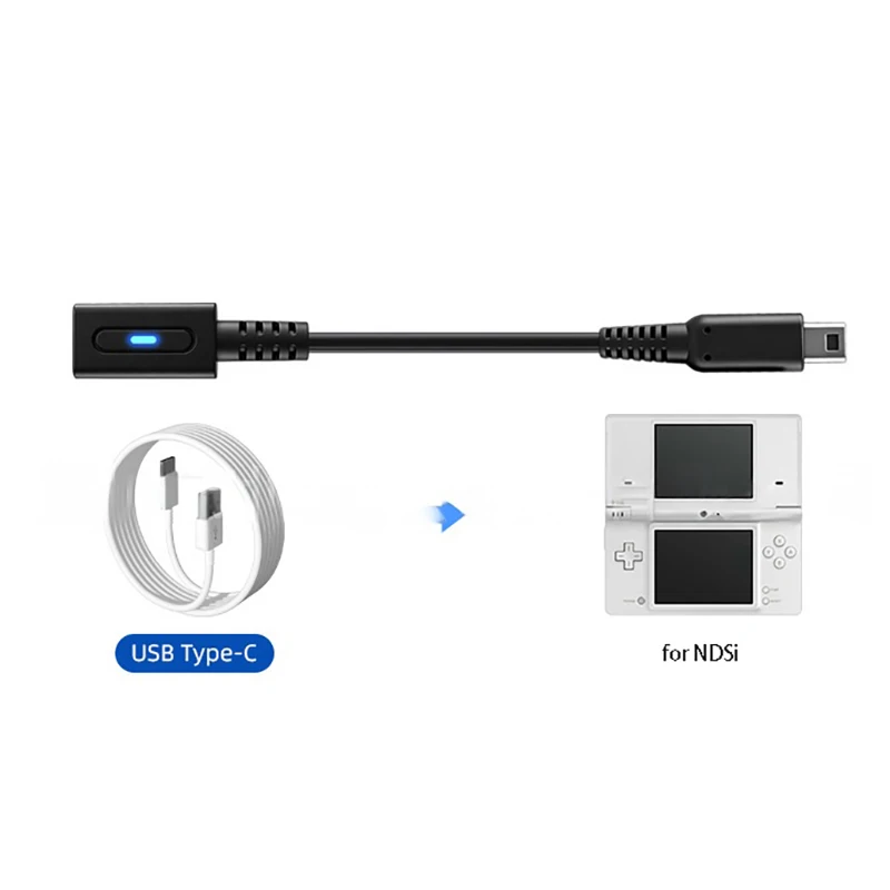 NDSi 3DS LL/XL 게임 컨트롤러용 PD USB C 충전 케이블, LED 변환 코드가 있는 3DS 콘솔용 전원 공급 와이어 어댑터
