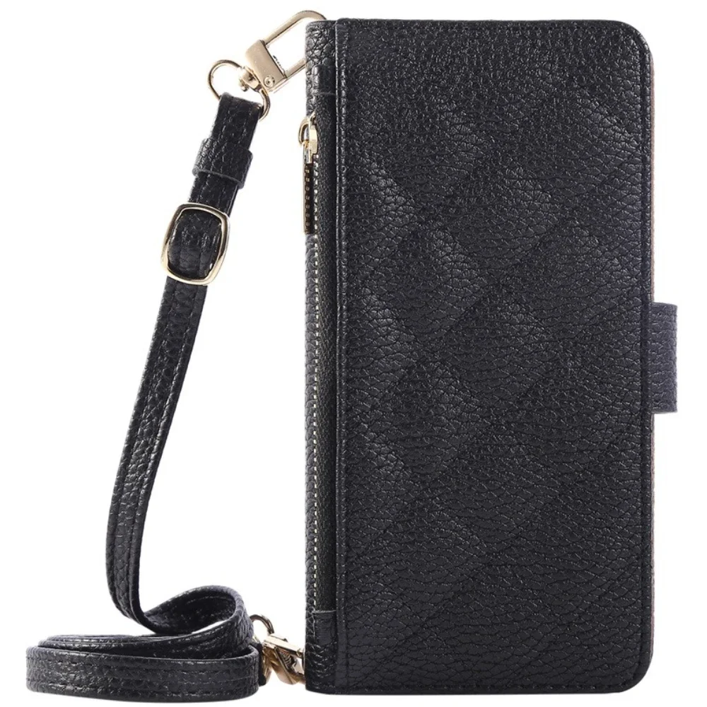 Elegant Mirror Wallet Crossbody Phone Case with Card Holder & Leather Strap