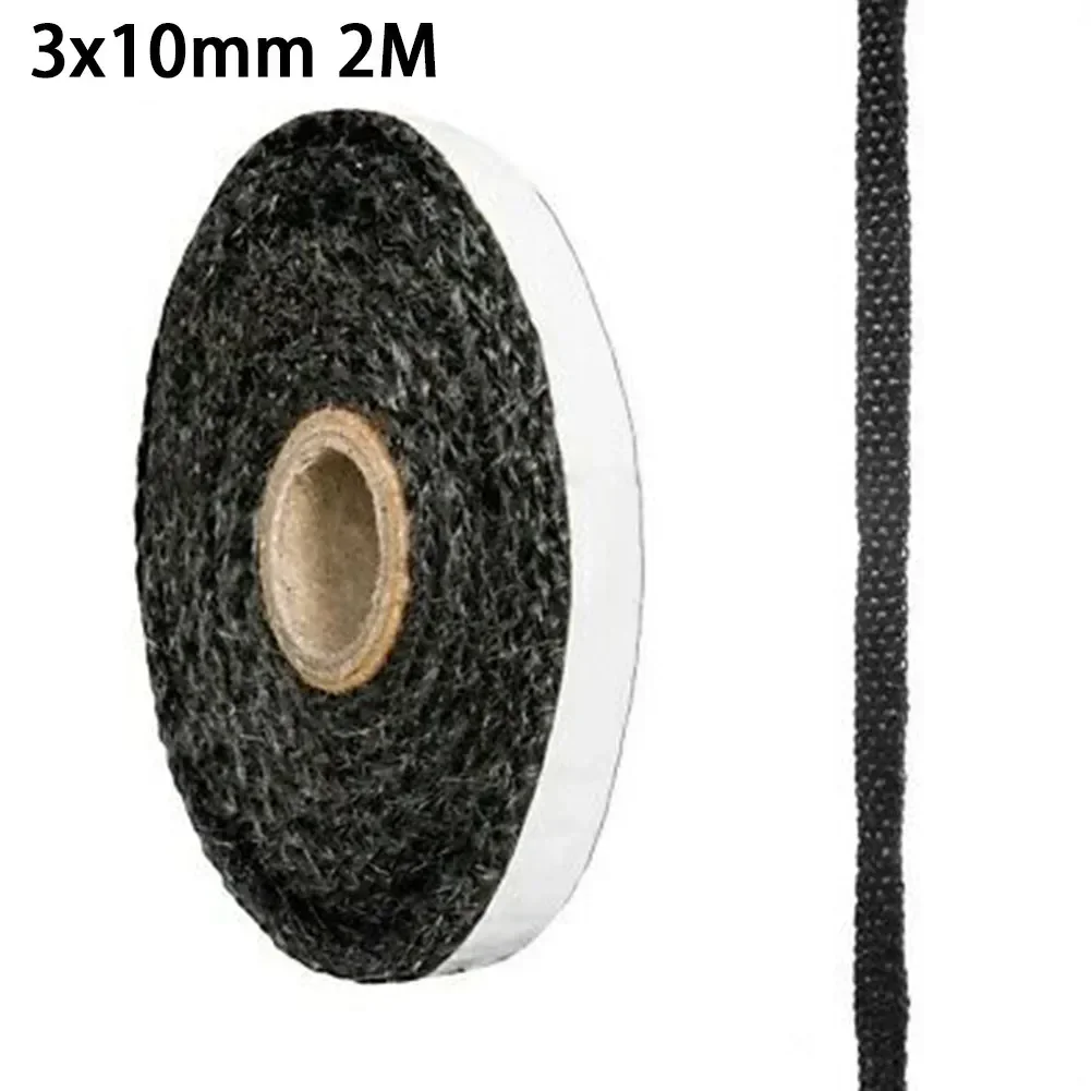 Black Flat Stoves Rope Self-Adhesive Fiberglass Fireplace Door Sealing Cord Replacement Gasket Tape 10/15mm Width 2m Length