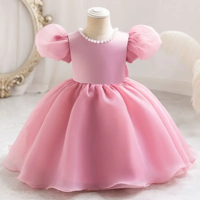 

Fashion Baby Girl Princess Backless Dress Infant Toddler Child Bow Puff Sleeve Vestido Party Wedding Birthday Baby Clothes 1-5Y