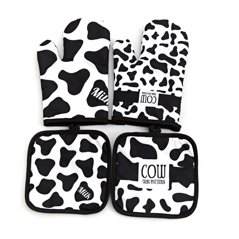 Baking Gloves Leopard Print Durable Fashionable The Actual Versatile Leopard Oven Gloves Pad Oven Print Convenient