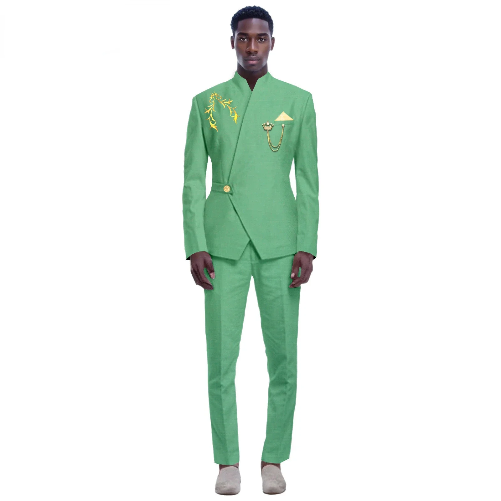 thumbnail image 1 of Nuevos trajes amarillos para hombre, último diseño, solapa, un botón, informal, ajustado, traje para hombre, negocios, boda, novio, elegante, 2 piezas, chaqueta, pantalones, 1 of 4