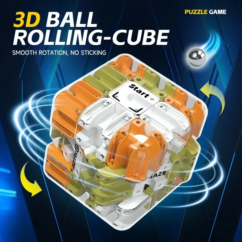 D Maze Fidget Cube - Dual Mode Educational Puzzle Toy for Kids/Adults, Stress Relief & Logic Training with 6-Side Challenges
