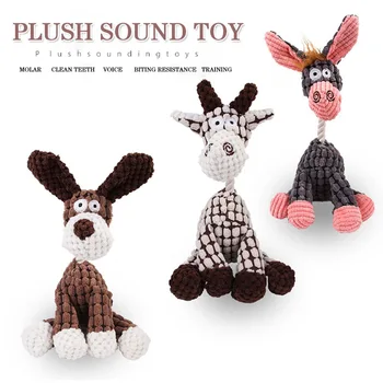 1/3pcs Pet Teething Plush Companion Toys Soft Donkey Pet Cat Dog Toys Squeeze Push Sound Toy 4
