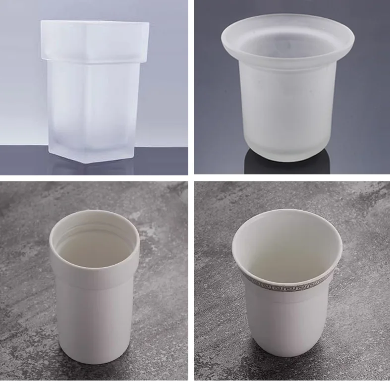 Toilet Brush Holder Frosted Glass Toilet Brush Cup Matt Cleaning Brush Holder Bathroom Square 35