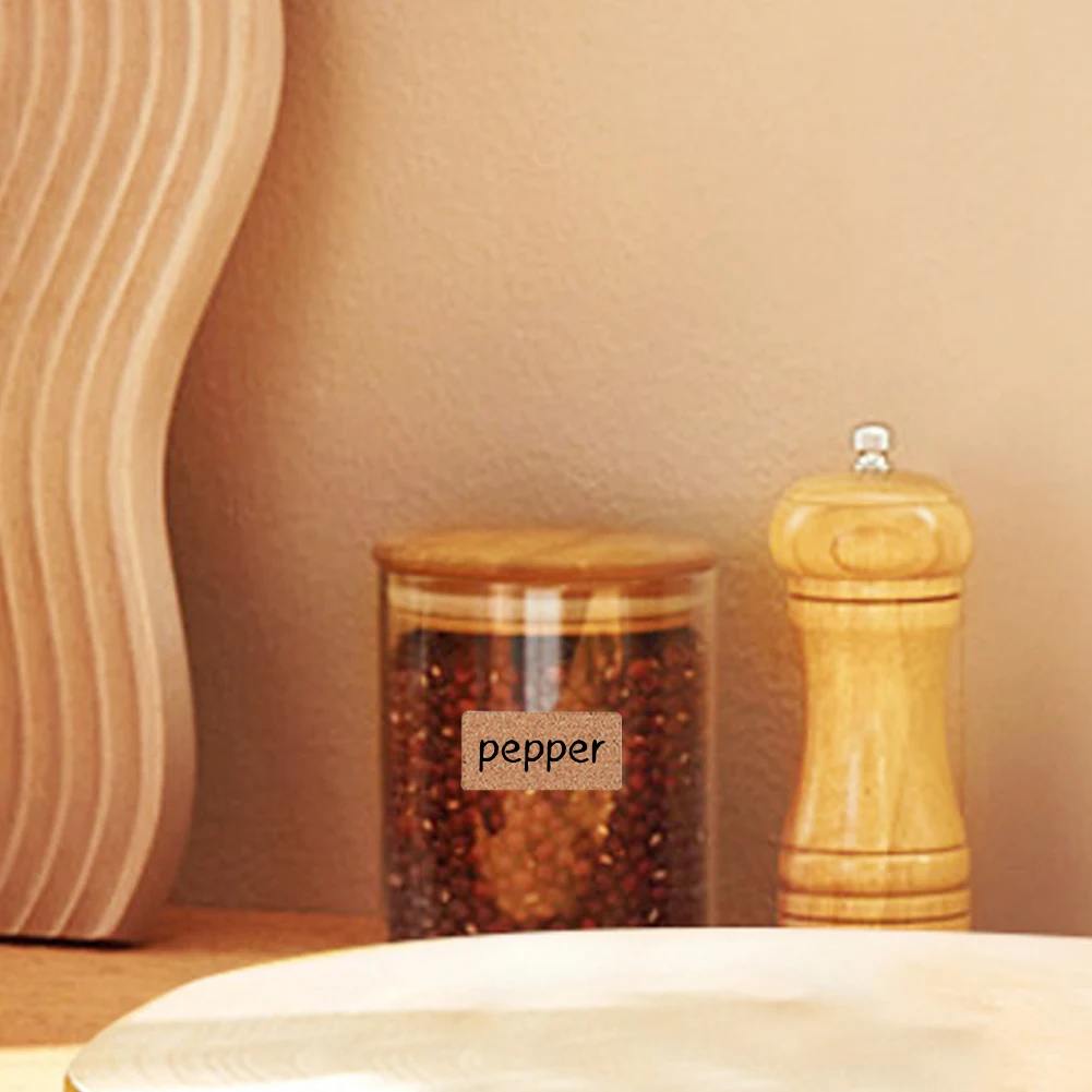 Retro Cork Sticker Self Adhesive Sealing Sticker Rectangular Cork Wooden Label Spice Container Tags for Jars Box