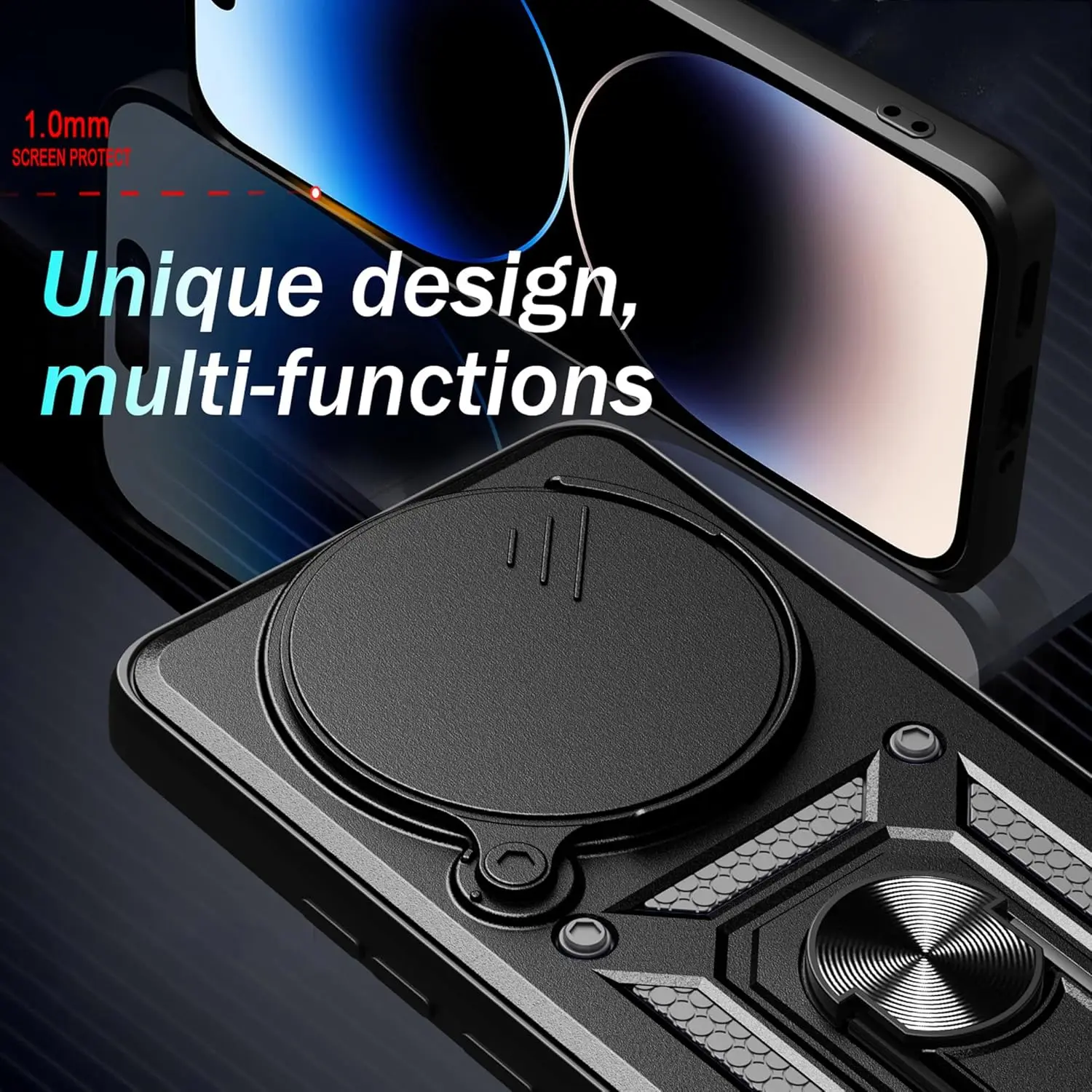 Enhanced Armor Case with Lens Protection and Ring Magnetic Holder