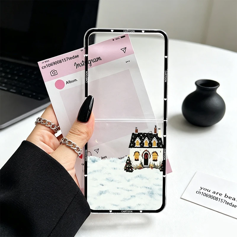Christmas Style Snow Street Scenery Clear Case - Winter Cartoon Design