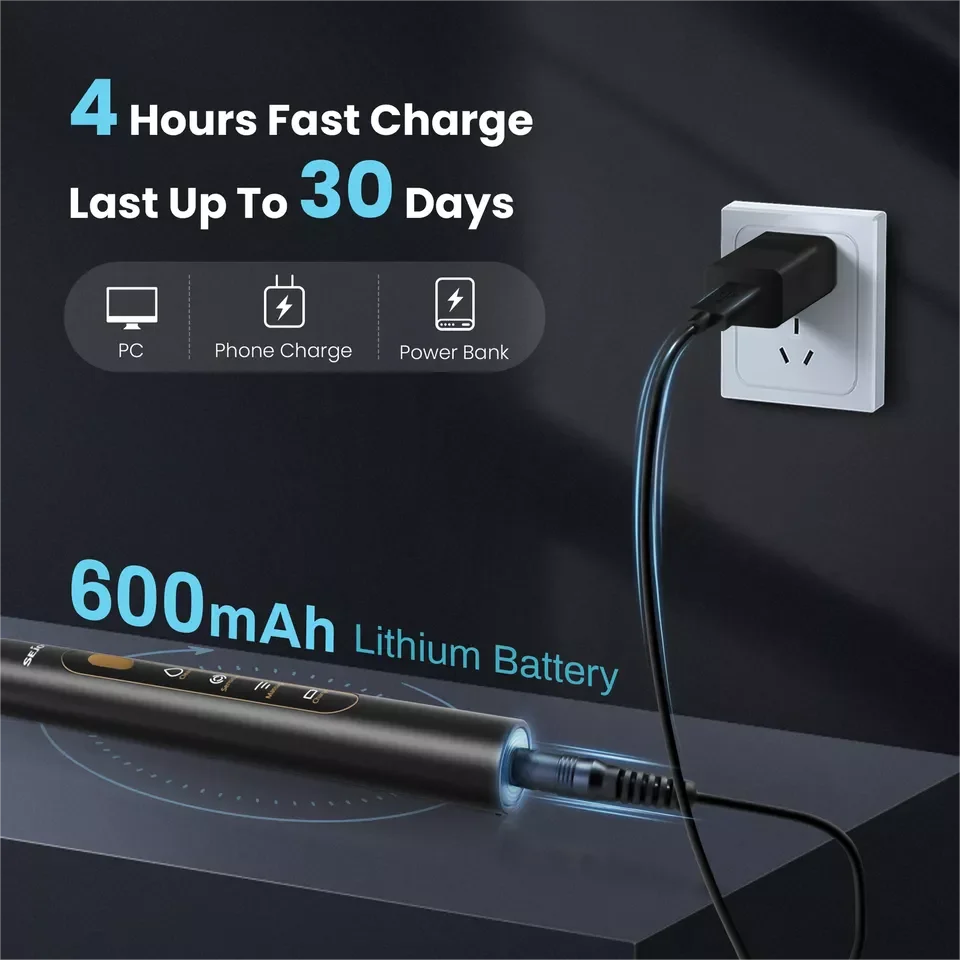 SEJOY Sonic Electric Toothbrush 7 Brush Heads Smart Timer Rechargeable 6