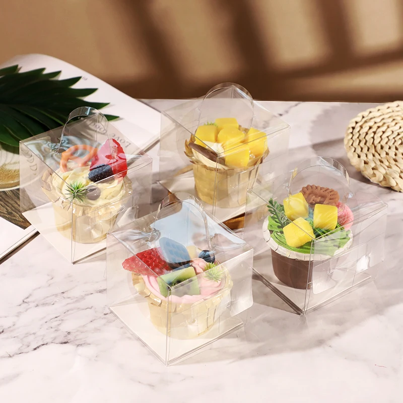 Transparent Cake Box Plastic Dessert and Cupcake Packaging Box with Handle, Portable Gi... - SKU PGWB1026 - UGI Packaging