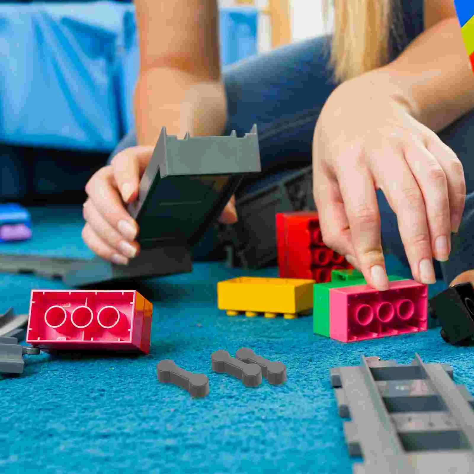 20 Pcs Train Track Buckle Wood Dog Bone Expansion Wooden Accessories Dark Grey Child