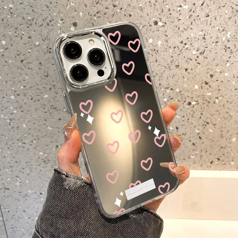 Custodia Per IPhone Con Specchio E Cuore, Supporto E Cinghia, Lusso Per 11/12/Pro/Max/Mini