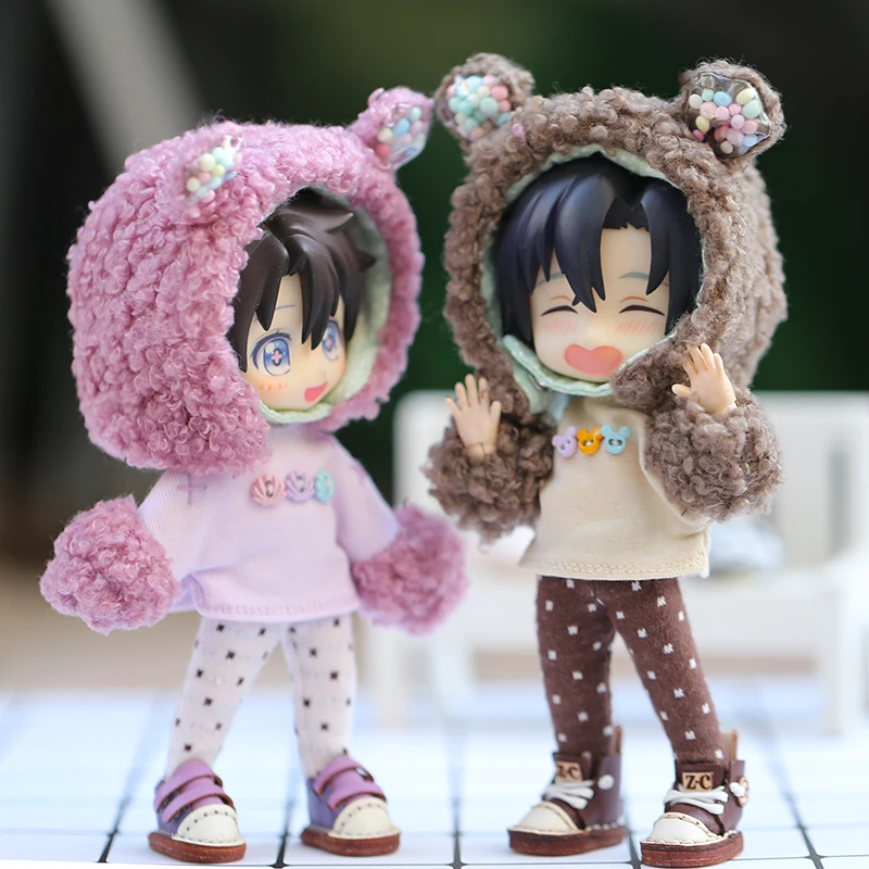 New Cute Bear Doll Clothes Hat+Coat+Pants Macaron Color Dolls Clothing For Ob11,Obitsu 11,Molly, Gsc, Ymy Dolls 1/12 Bjd Dolls