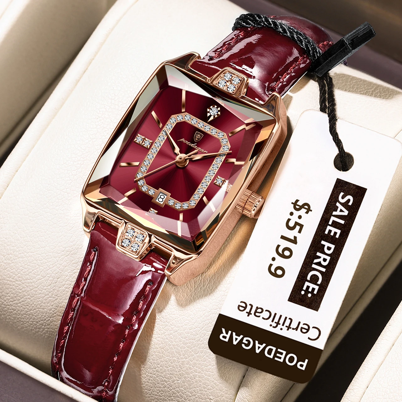 POEDAGAR الفاخرة عالية الجودة المرأة ساعة اليد مقا...