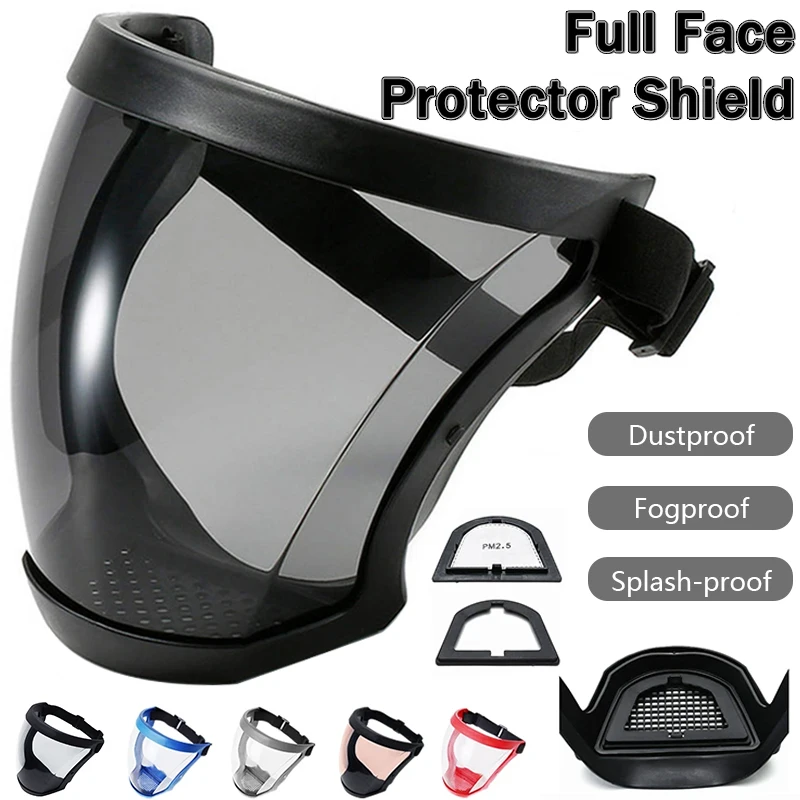 Transparent Full Face Protector Shield Reusable Kitchen Splash Protection Mask Anti-fog Windproof Dustproof Mask With Filters