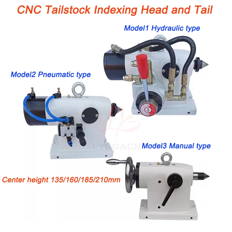 

CNC Tailstock Indexing Head and Tail Top Pneumatic Hydraulic Pressure Center Height 135/160/185/210 Mm MT4 for CNC Machine